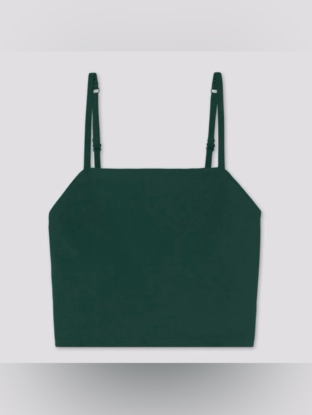 girlfriend collective Dark Green Square Neck Adjustable Strap Crop Top